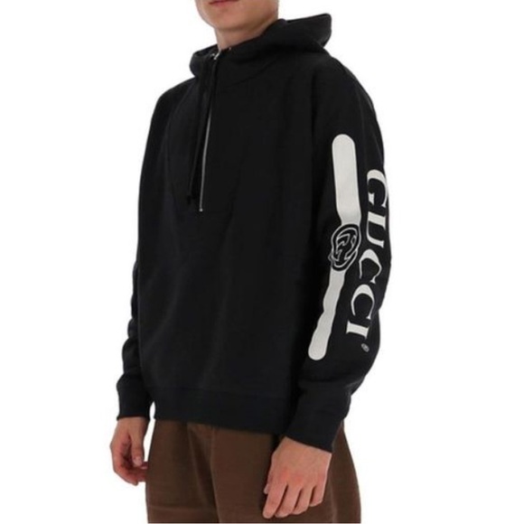 Gucci Interlocking G Logo Mock Neck 1/4 Zip Hoodie Size XL - Picture 1 of 12